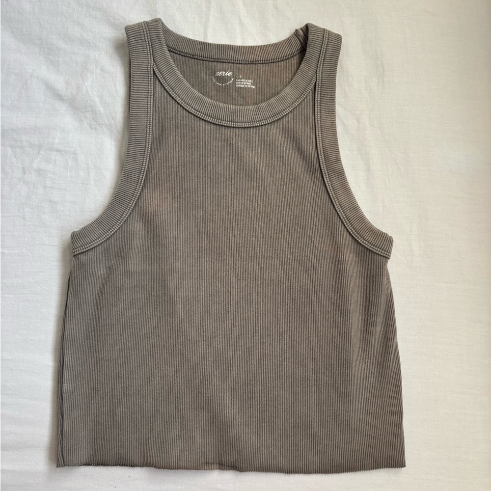 Aerie Taupe Ribbed Tank Top